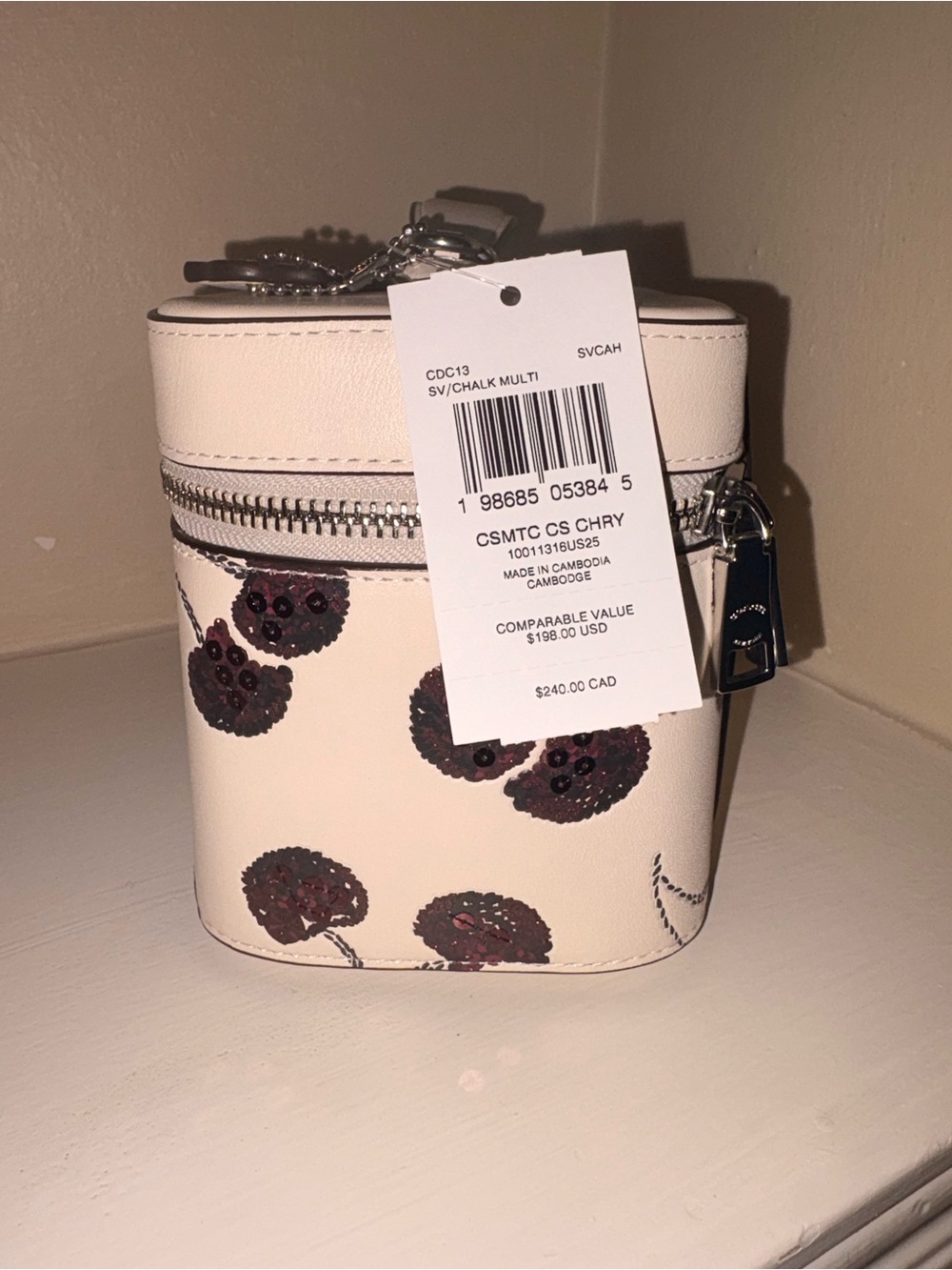 COACH Cream Cosmetic Case with Cherry Motif - Picture 3 of 4